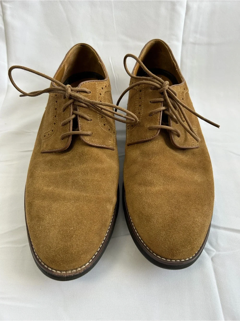 Johnston & Murphy Sheepskin Suede Oxford Shoes Memory Foam Insole Men’s 12 Brown